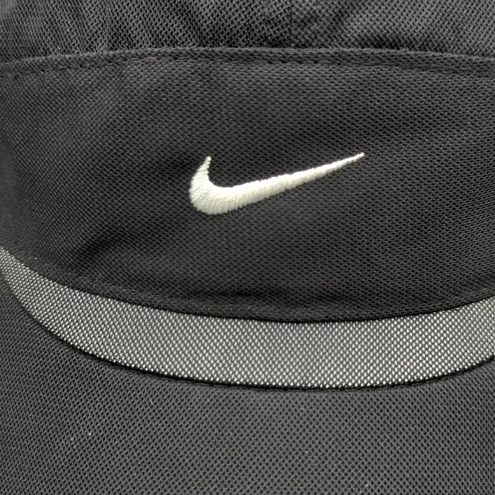 Vintage Nike Tailwind 7 Panel Hat Cap Black Mesh Running Mini White Swoosh Y2K